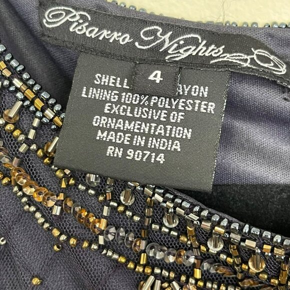 Pisarro Nights Maxi Dress Sequins Beaded Embellished Evening Gown Dress Sz 4 NWT - Picture 9 of 10